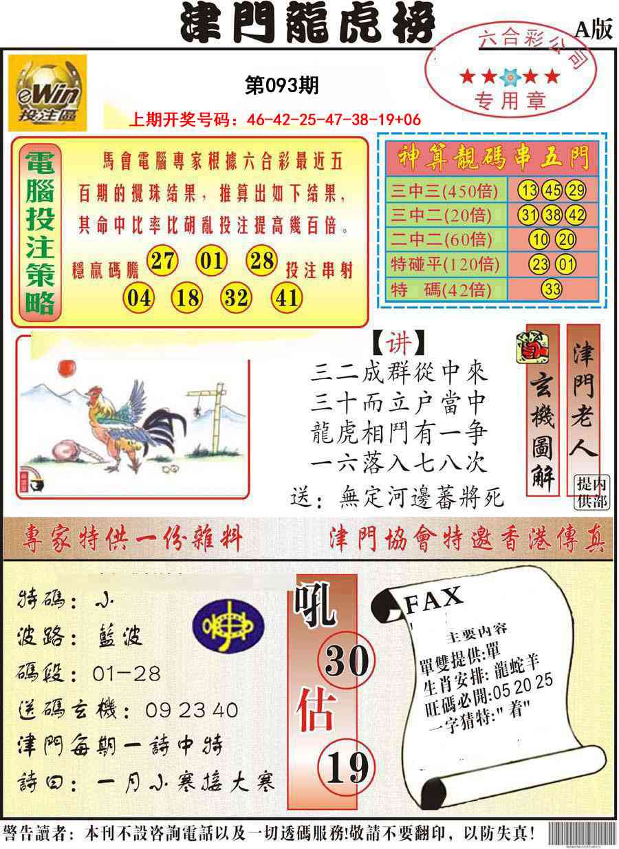 093期津门龙虎榜A[图]